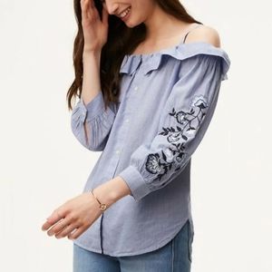 Loft embroidered off shoulder top
